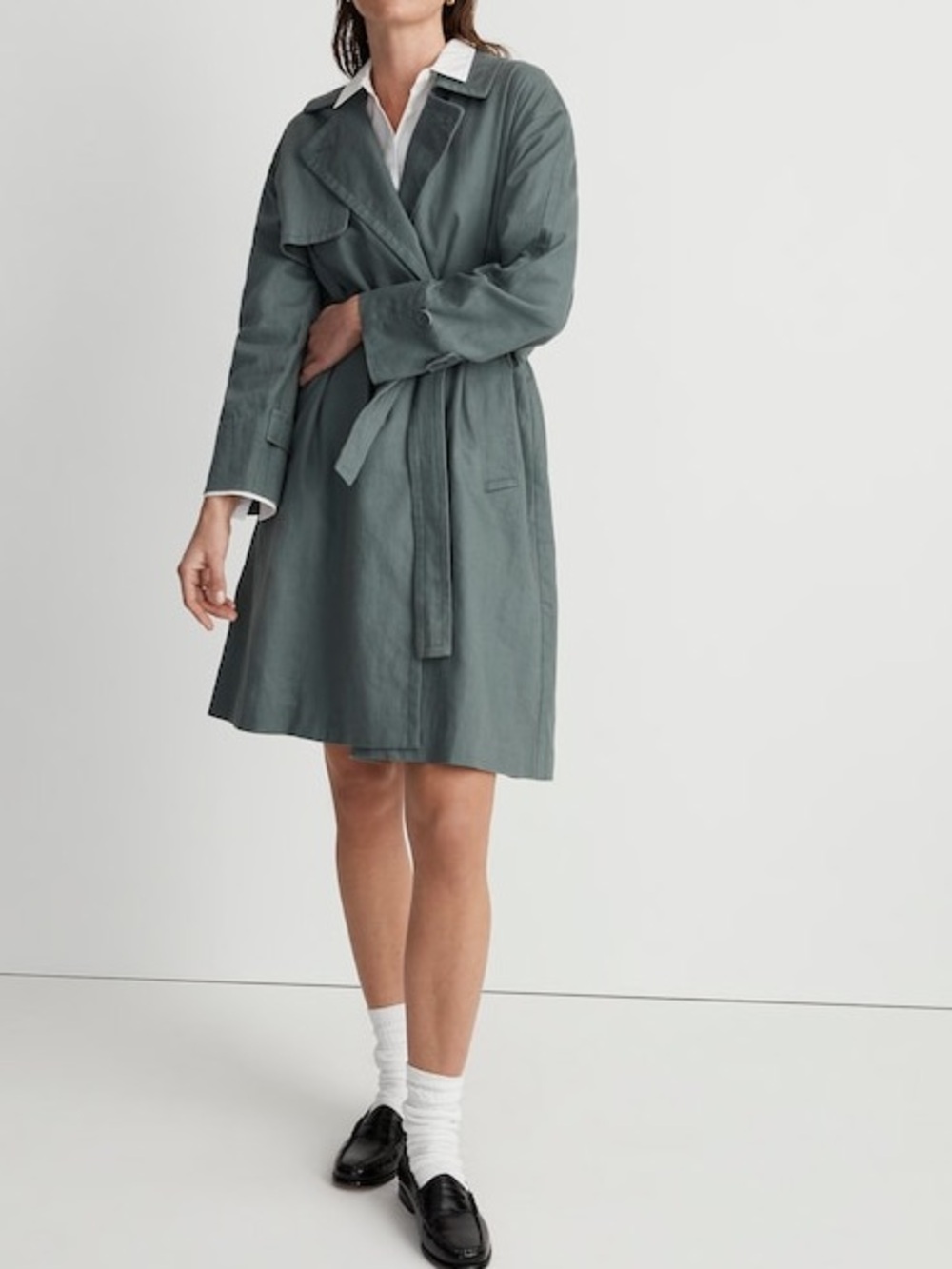 Madewell Textural Trench Coat Linen/Cotton